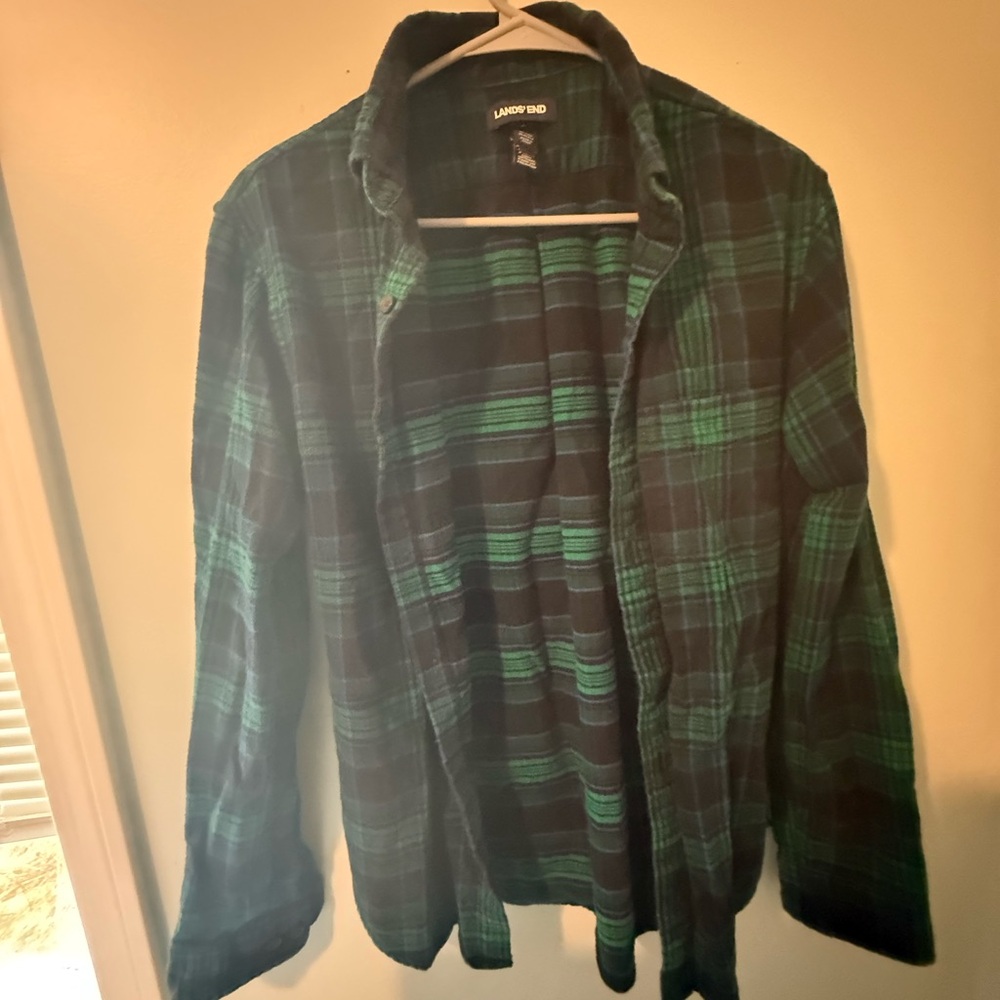 Lands' End Men's Green Plaid Jacket